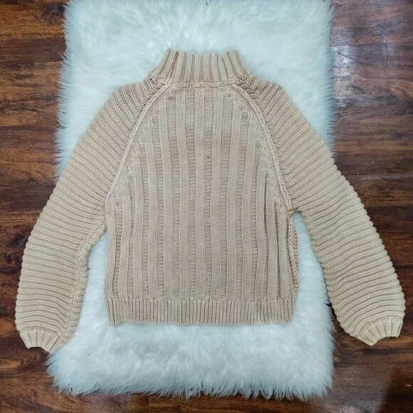 Free People Sweetheart Womens Small Chunky Rib Knit Pullover Sweater Sandcastle - Picture 3 of 10